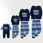 Joyful Blue Christmas Pajamas Set  With Family Matching Slogan Designs