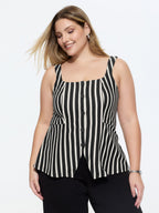 Stretchy Striped Print Square Neckline Tank Top