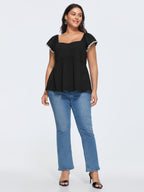 Color Contrast Fit And Flare Blouse