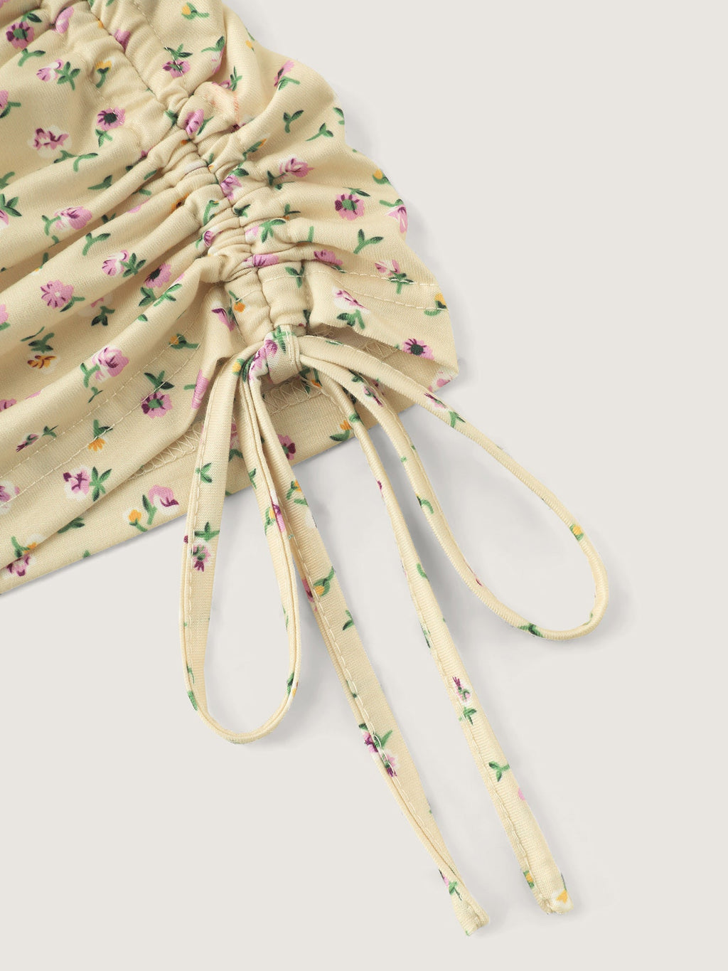 Micro Floral Print Adjustable Side Drawstring T-Shirt