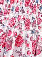 Floral Print Square Shirred Bodice Maxi Dress