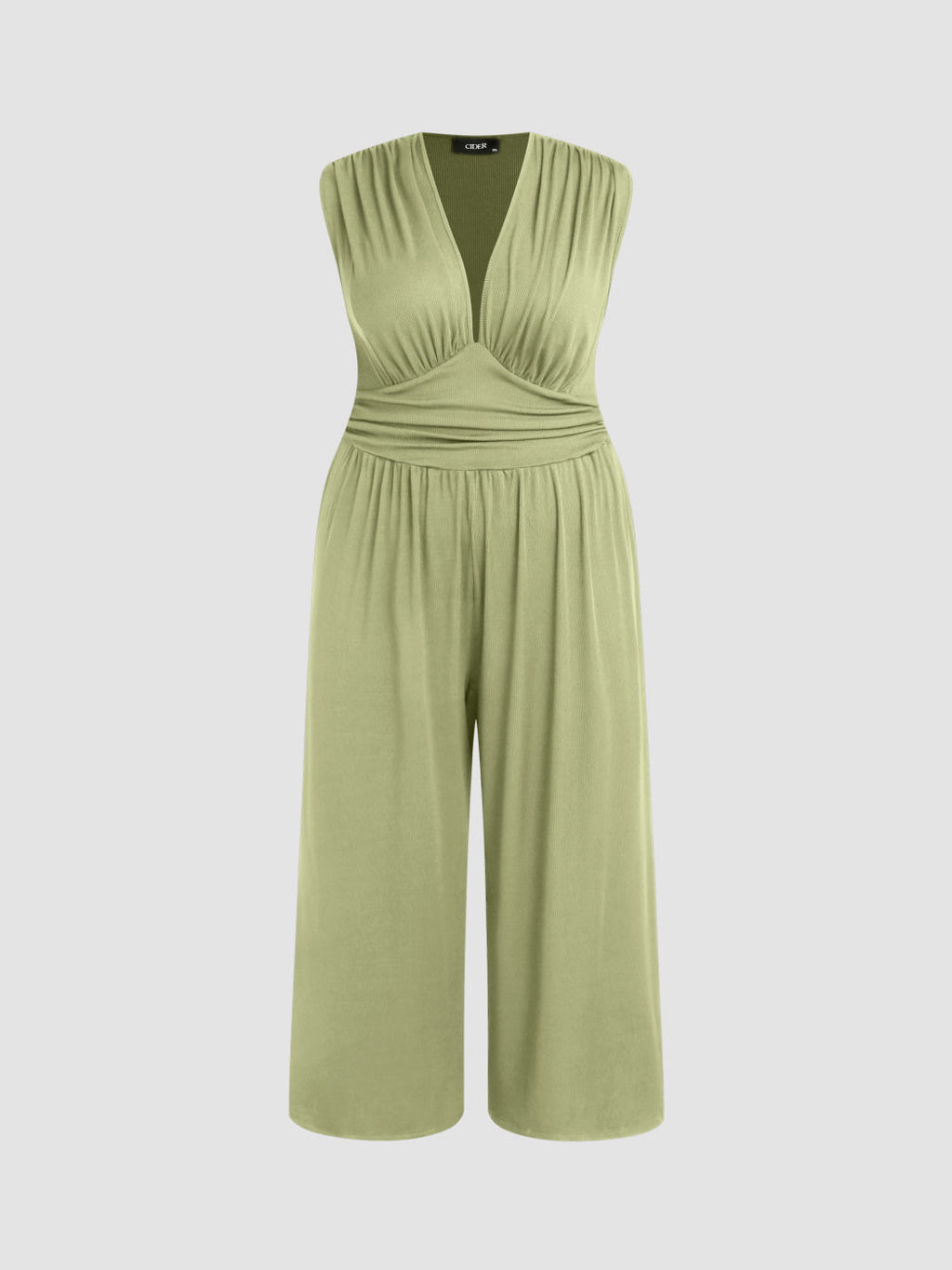 2026 Women's new jumpsuit with pockets Plain Ruched V Neck Ribbed Tank Jumpsuit, Summer Outfits 2025, Elegant Sleeveless Wide Leg Jumpsuit for Women for Vacation Holiday Party, Ladies Summer Clothes