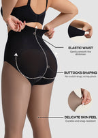 Semi-Sheer Black High-Waist Shaping Tights – Thin & Fleece-Lined
