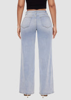 Mid-Low Rise Stretch Baggy Wide-Leg Jeans