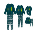 Christmas Family Matching Pajamas-Dark Green&Deer Patterned Pjs Set with Grinch Cartoon Print