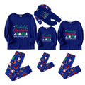 Christmas Family Matching Pajamas-Cozy Blue Pjs Set with "Family Christmas 2025"  and Santa Pattern Print