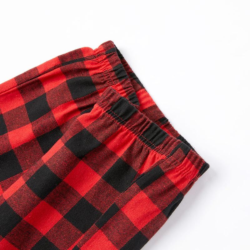 "2025 Family Christmas" Letter Print Black & Red Plaid Family Matching Black Pajamas