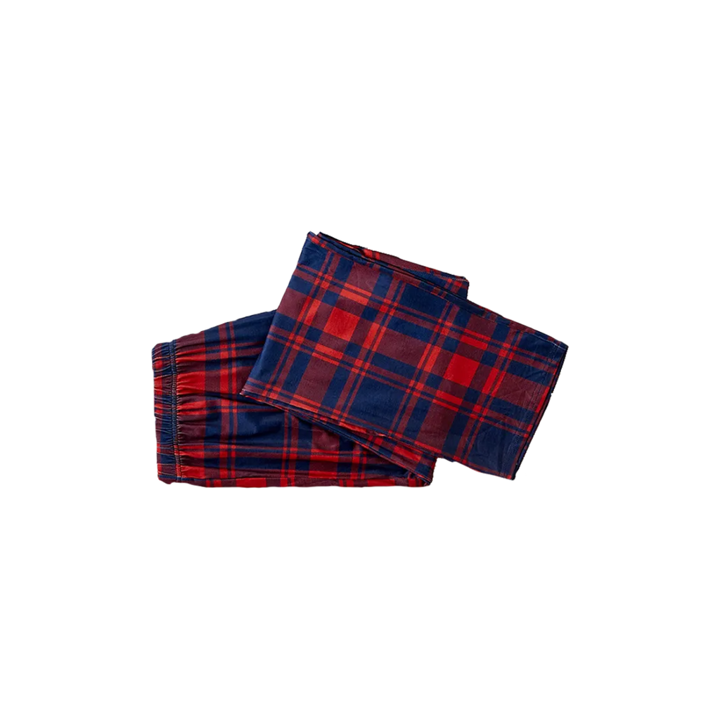 "Family Christmas 2025" Letter Printed Red and Blue Plaid Christmas Matching Pajamas