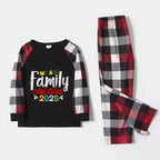Christmas Family Matching Pajamas-Red and Gray Plaid Pjs set with "We Are Family" Christmas Slogan Print