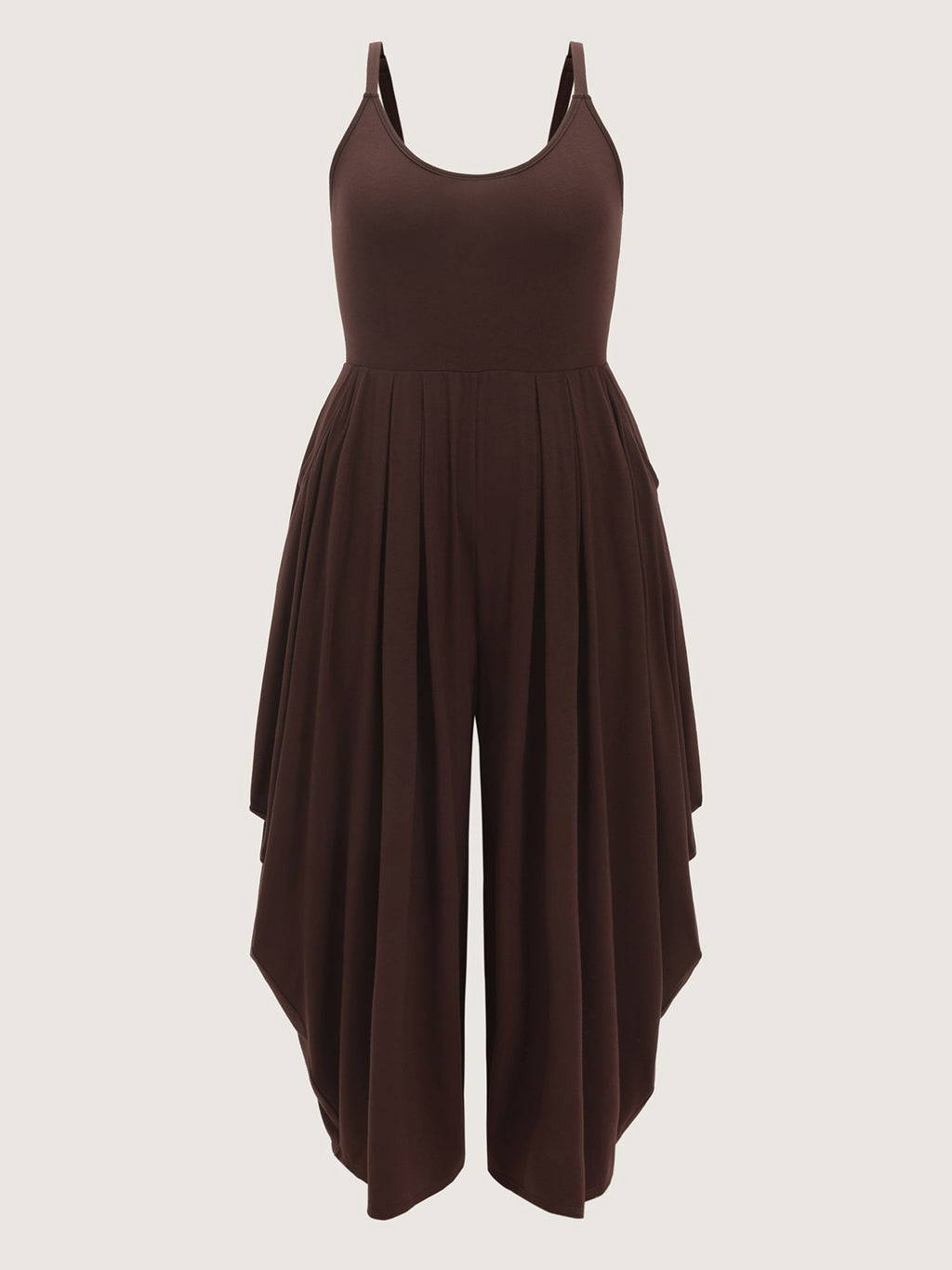 Stretchy Scoop Neckline Flowy Jumpsuit