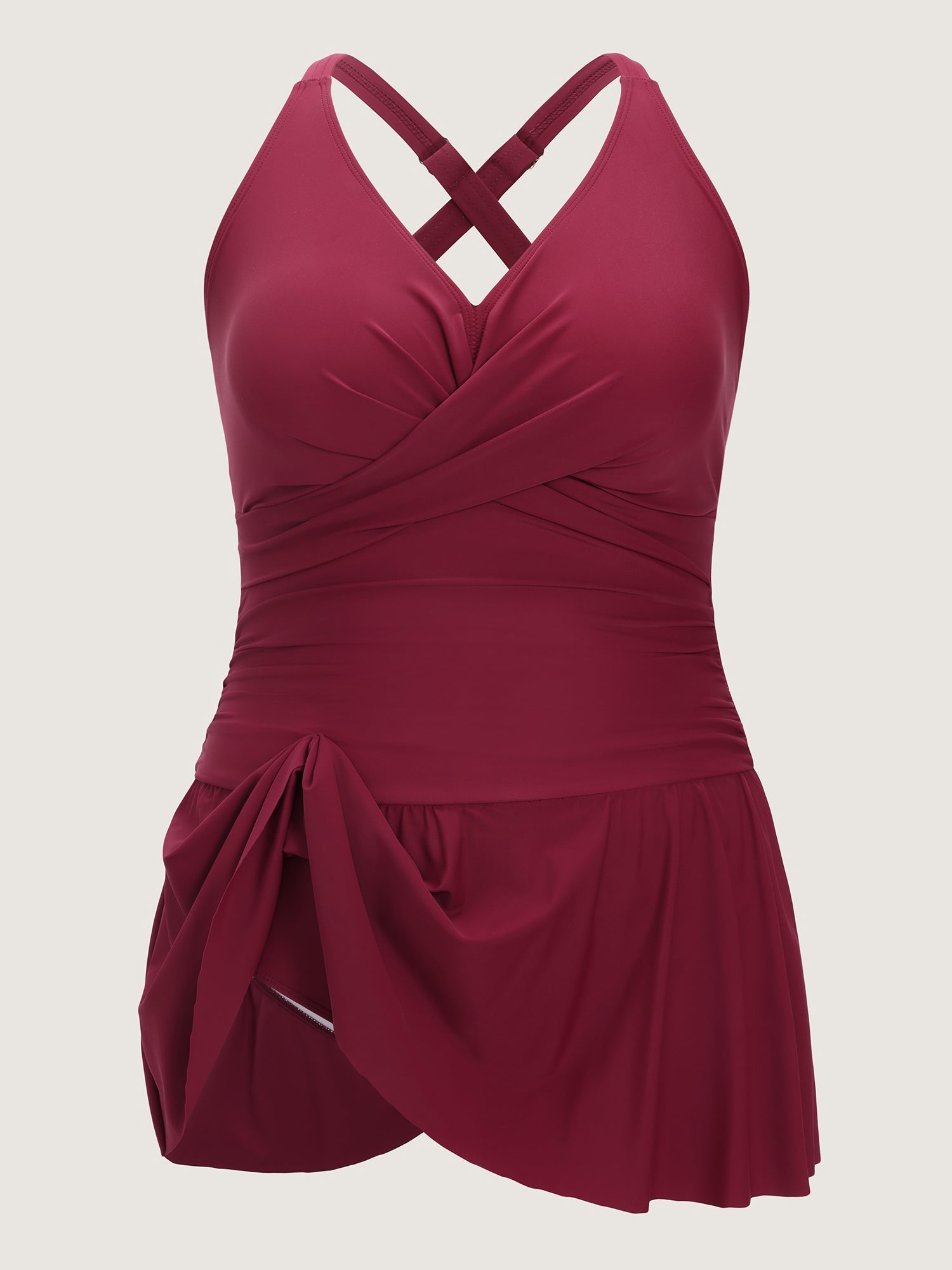 Twist-Front Fit And Flare Swim Dress