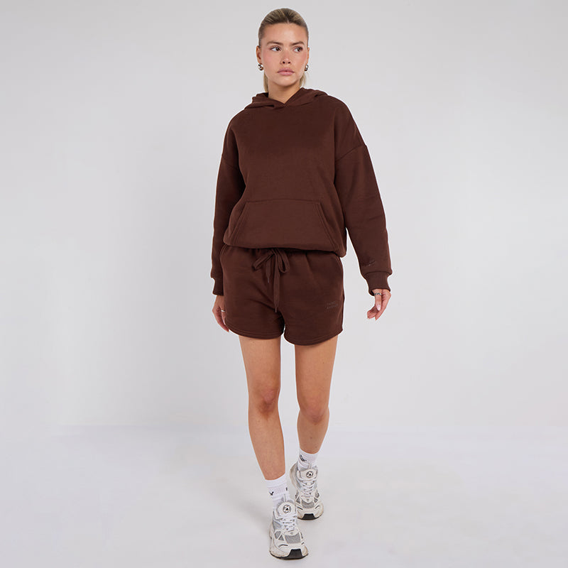 Unisex Brown Minimalist Fleece Hoodie & Jogger Set Neutral Lounge Set