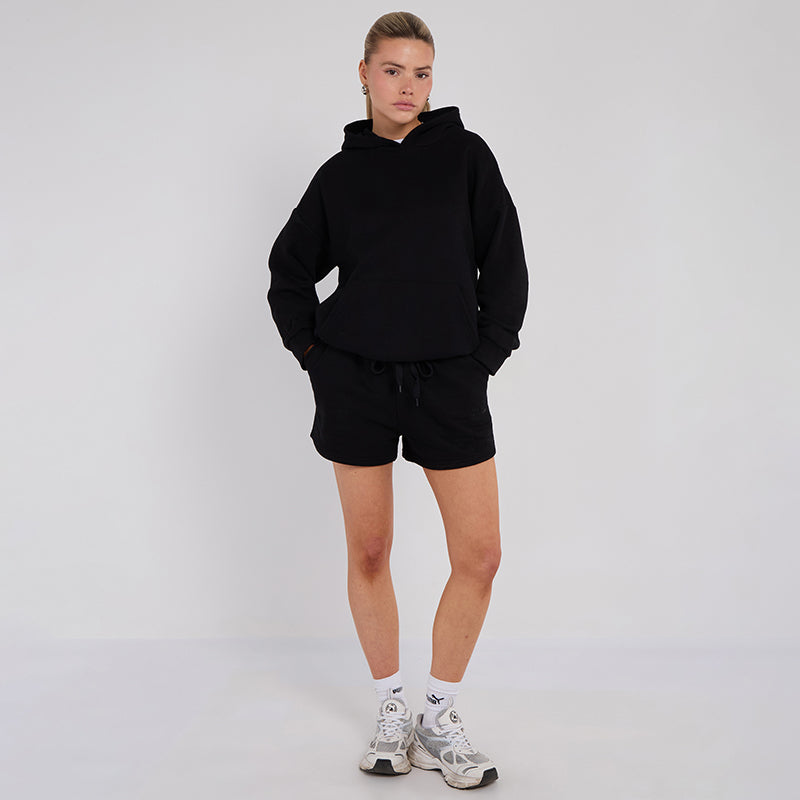 Unisex Black Minimalist Fleece Hoodie & Jogger Set Neutral Lounge Set