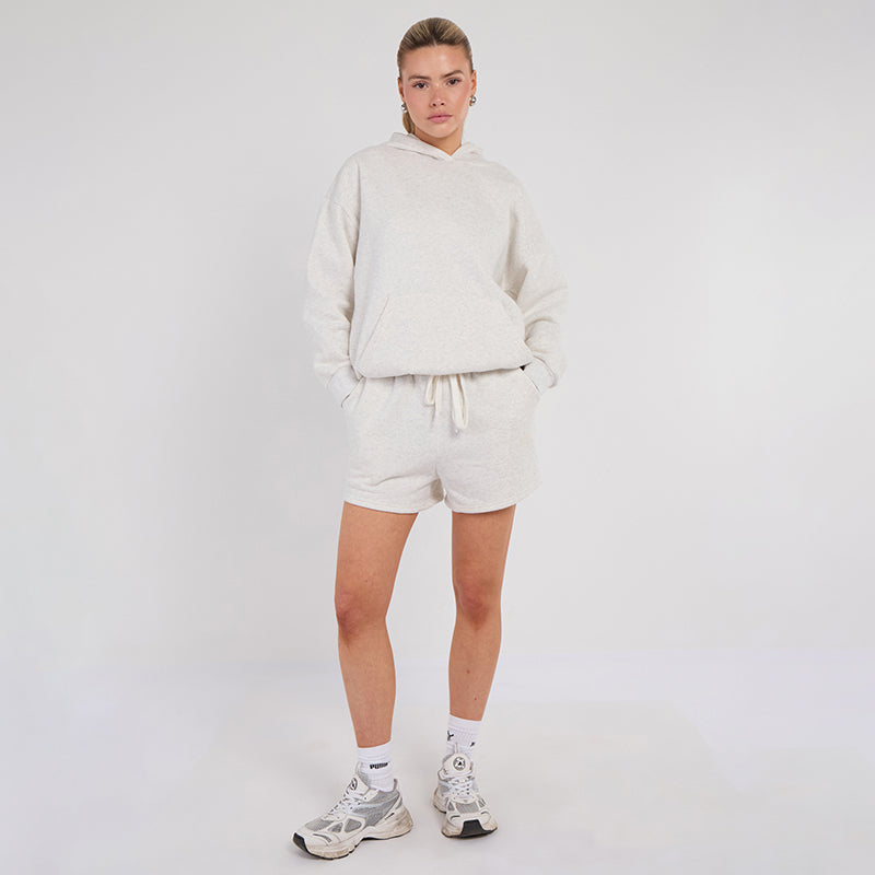 Unisex White Minimalist Fleece Hoodie & Jogger Set Neutral Lounge Set