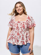 Floral Print Flowy Knit Top