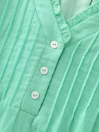 Cotton Toothpick Pleated Plain Mini Dress