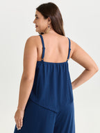 Stretchy Paisley Print Curvy Hem Tank Top