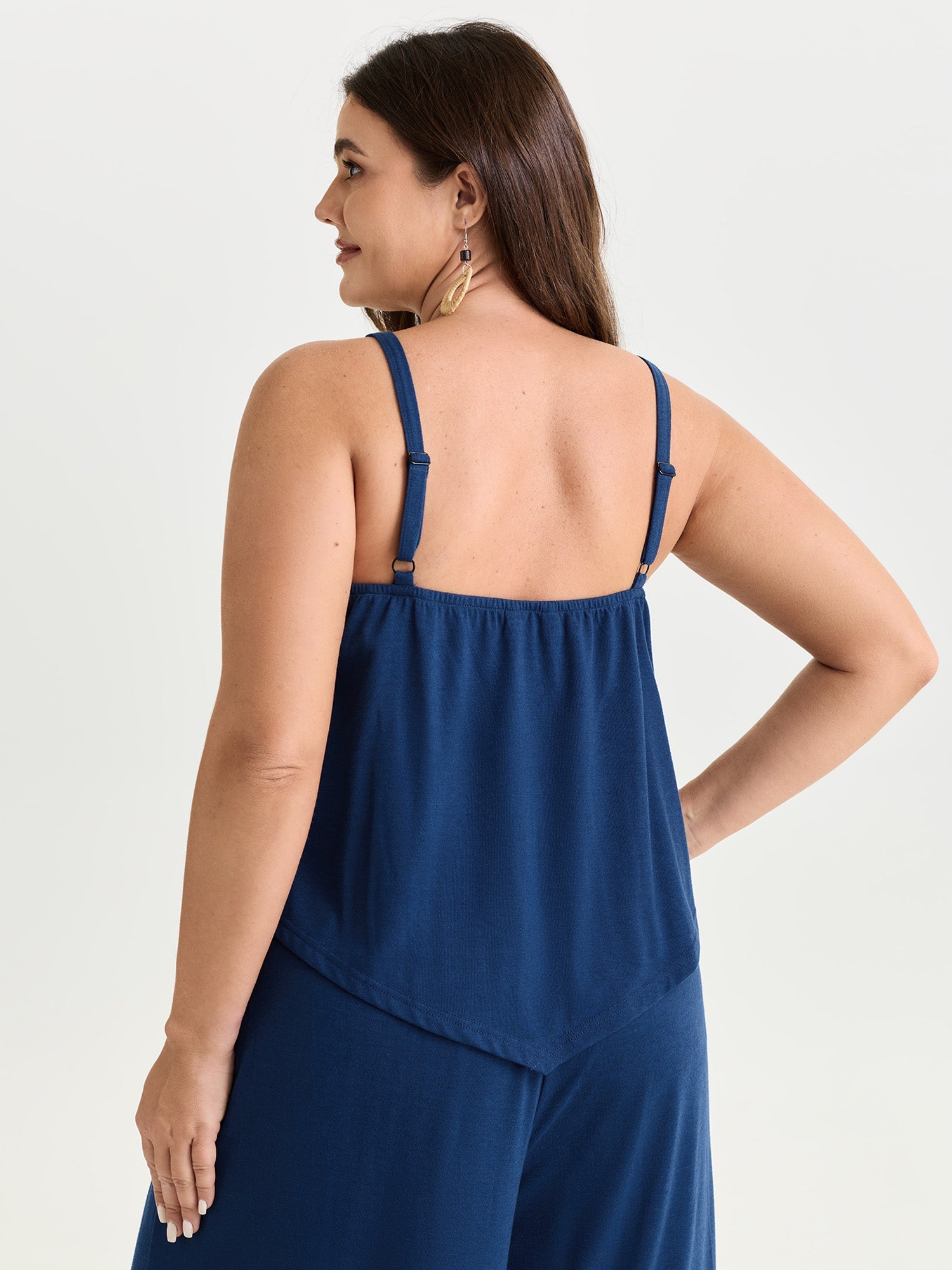 Stretchy Paisley Print Curvy Hem Tank Top