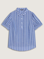 Pure Cotton Striped Puffy Sleeve Blouse