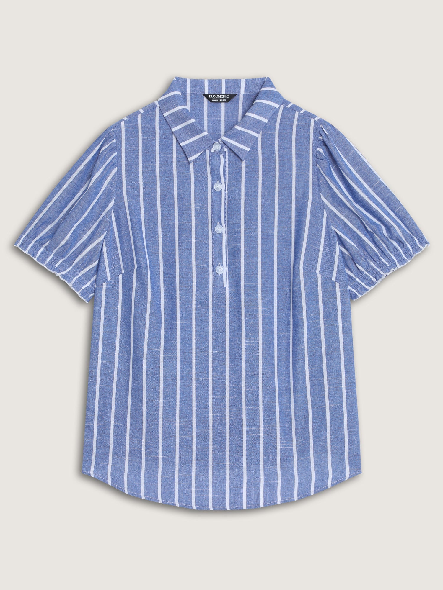 Pure Cotton Striped Puffy Sleeve Blouse