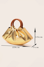 Faux Crocodile Pattern Glossy PU Leather Ruched Handbag