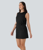 Sleeveless Drawstring 2 Piece Mini Golf Active Dress