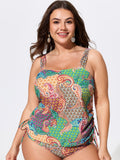 Paisley Print Adjustable Side Drawstring Swim Top