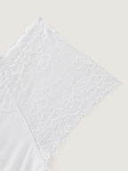Sheer Lace Neckline Plain Knit Top