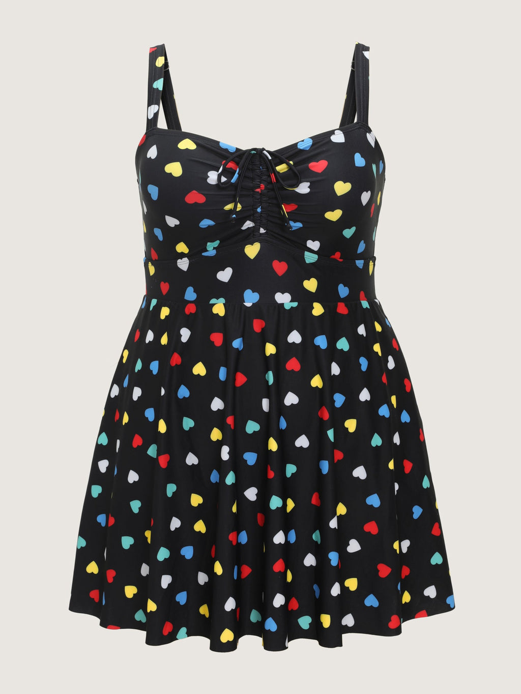 Colorful Heart Print Pockets Swim Dress