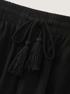 Lace Ruffled Hem Wide-Leg Pants