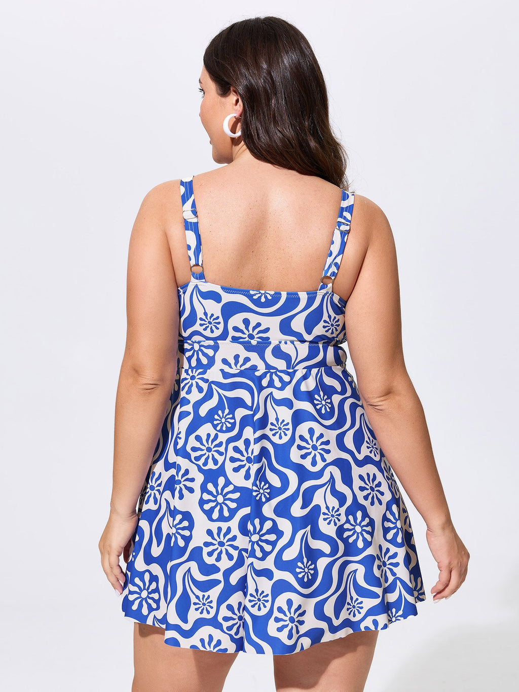 Geometric Print Cut-Out Bodice Swim Dress