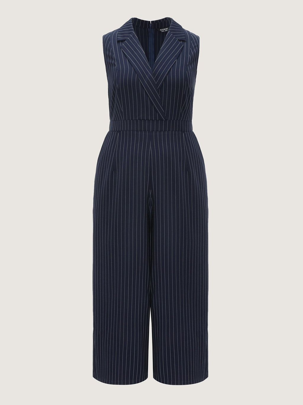 Striped Print Collared Sleeveless Jumpsuit
