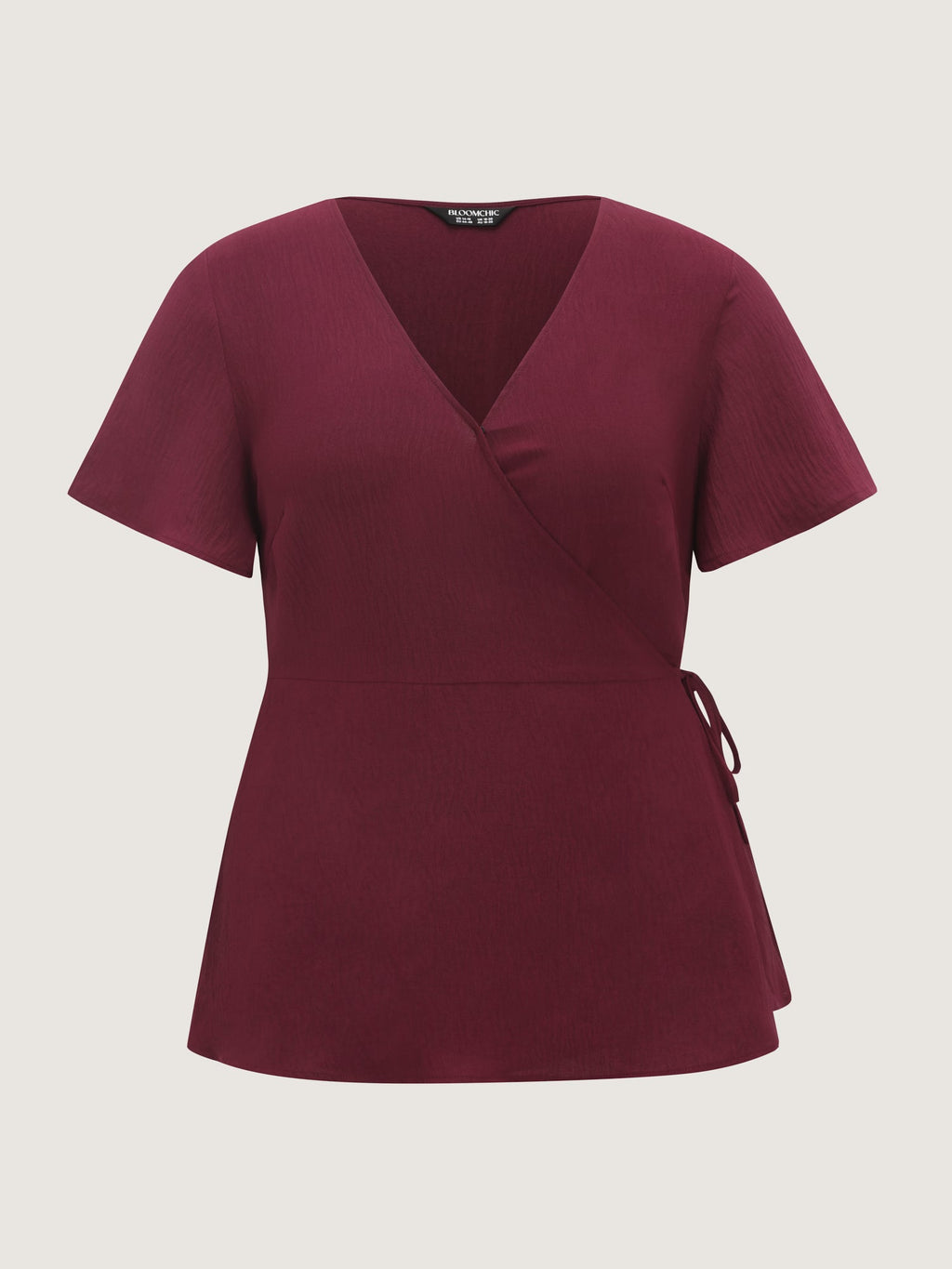 Stretchy Waist Side-Tie Plain Blouse