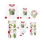 Family Christmas White Pajamas Set With Christmas Print