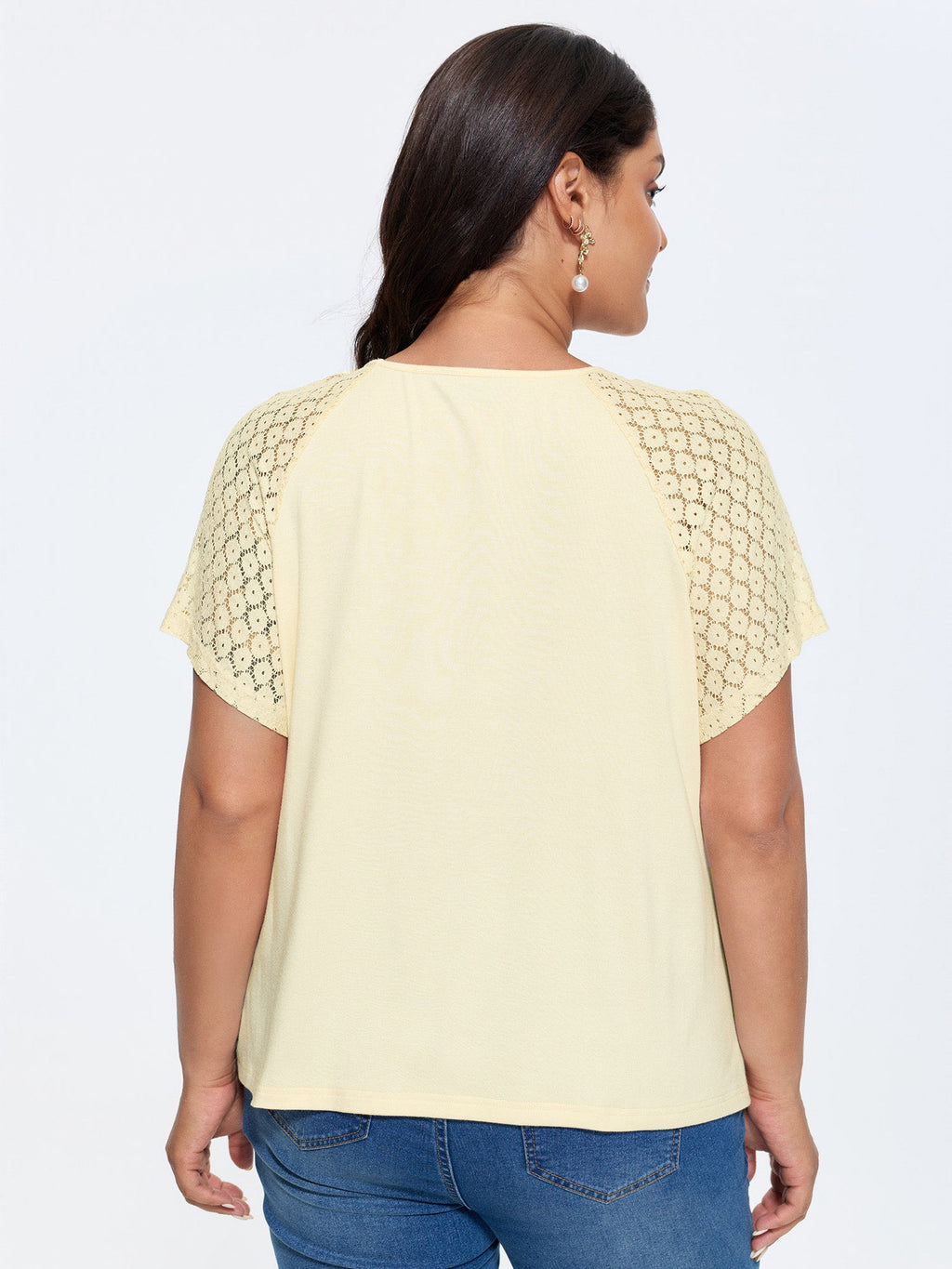Sheer Lace Raglan Sleeve Knit Top