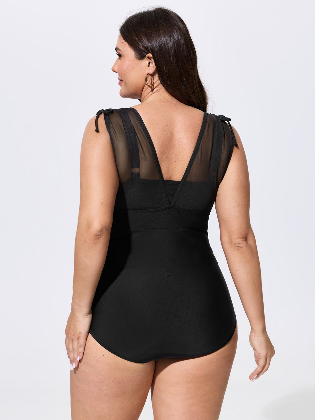 Adjustable Shoulder-Tie Ruched One-Piece Swim