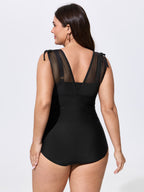 Adjustable Shoulder-Tie Ruched One-Piece Swim