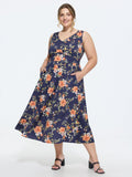 Floral Print Triangular Waist Midi Dress