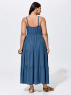 Breathable Plain Tiered Sleeveless Maxi Dress