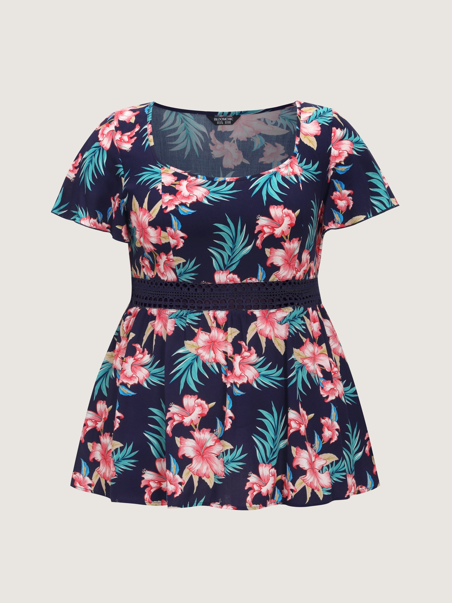 Floral Print Waist Patchwork Blouse