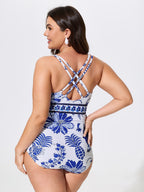 Kimono Two-Piece Tropical Print One-Piece Swim
