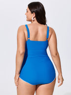 Color Contrast Ruched One-Piece Swim