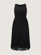 Pleated Waist-Defining Sleeveless Maxi Dress