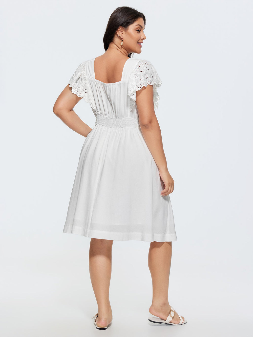 Supersoft Lace Eyelet Trim Breezy Mini Dress