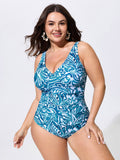 Floral Print V-Neck Ruched One-Piece Swim