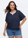 Stretchy Hooded Color Contrast T-Shirt