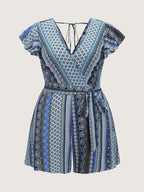 Boho Striped Print Back-Tie Romper