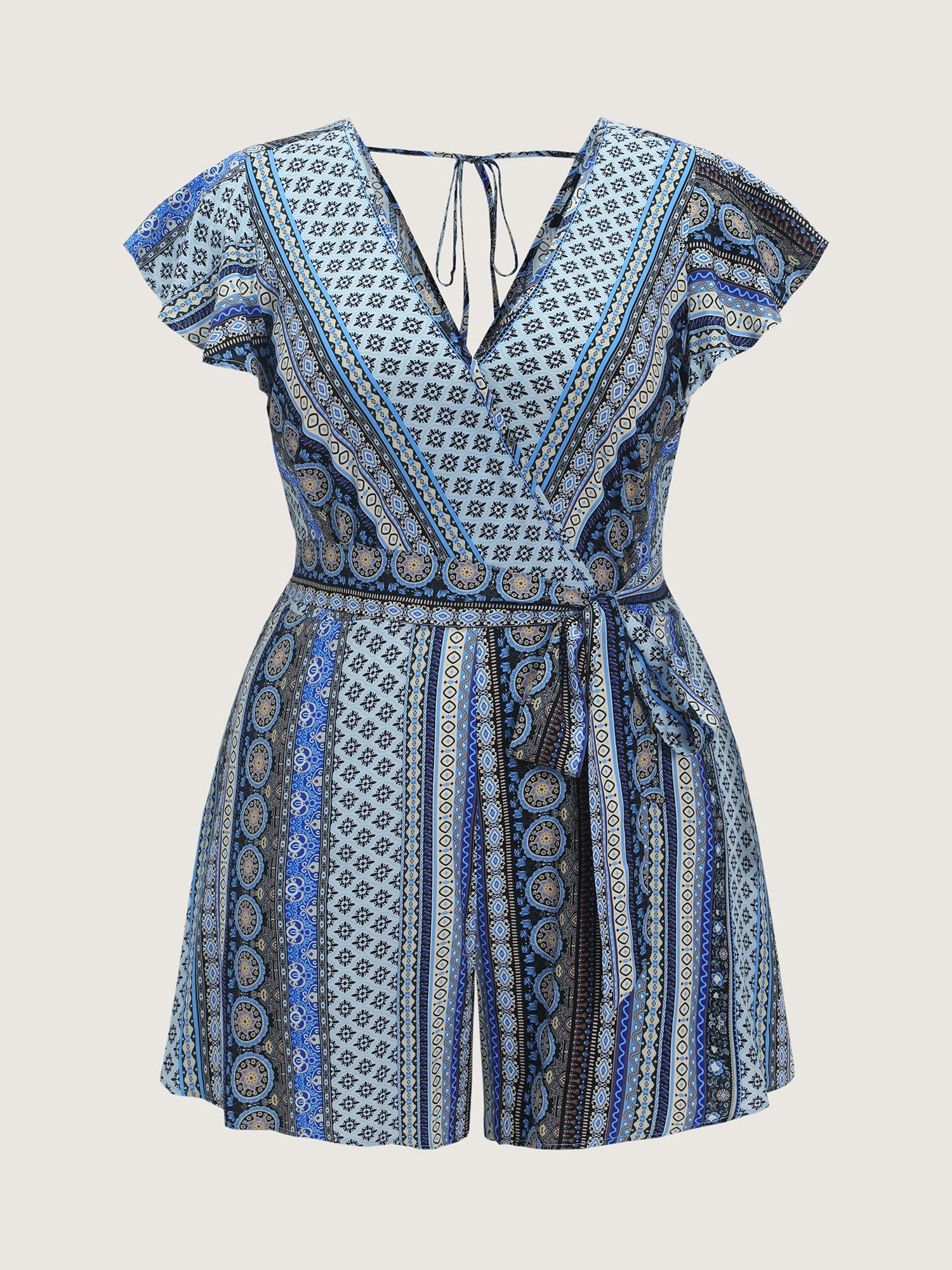 Boho Striped Print Back-Tie Romper