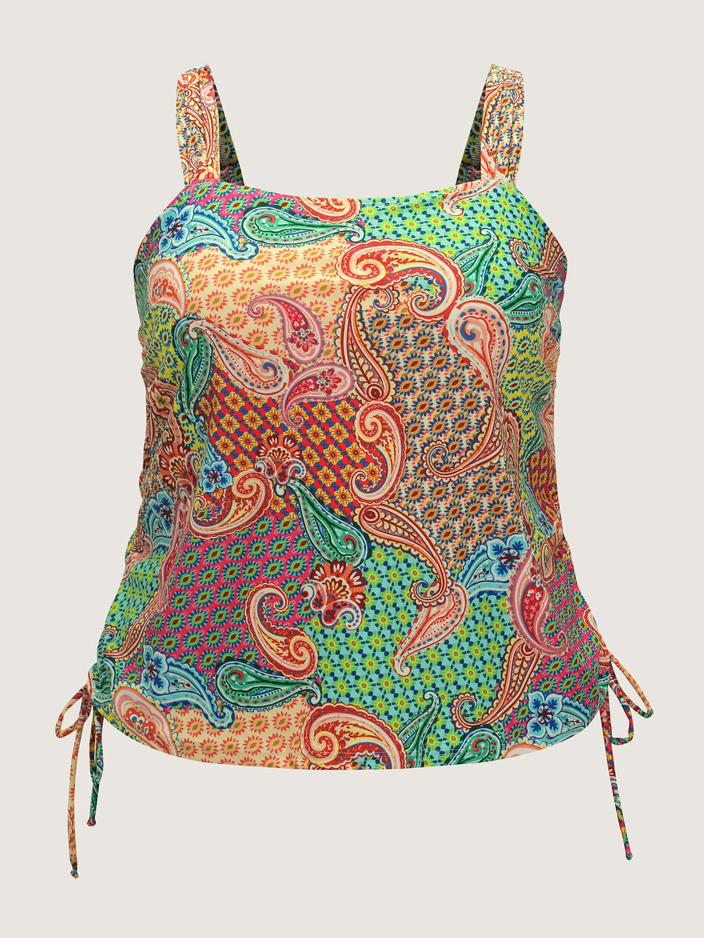 Paisley Print Adjustable Side Drawstring Swim Top