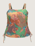 Paisley Print Adjustable Side Drawstring Swim Top